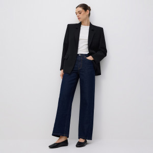 Reserved - Wide leg farmer varrással - indigo jeans - 172IT-57J
