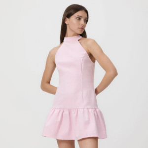 Reserved - Mini halter neck ruha - rózsaszín - 186KO-30X