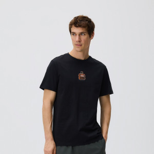 Reserved - Mercerezett regular fit pamut-póló - fekete - 242JA-99X