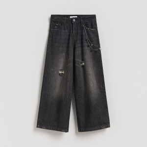 Reserved - Szuper wide leg farmer lánccal - fekete - 318HN-99J