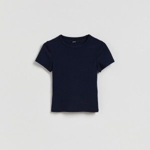 Reserved - Slim fit póló modálkeverékkel - tengerészkék - 338JX-59X
