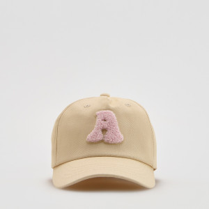 Reserved - Pamutban gazdag beanie sapka rátéttel - krémszínű - 361IL-01X