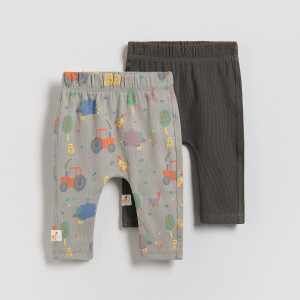Reserved - 2 darab pamutban gazdag leggings - sötétszürke - 376HV-90X