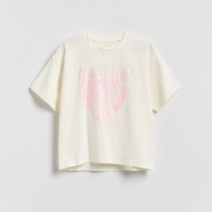 Reserved - T-shirt fémes mintával - krémszínű - 406HU-01X