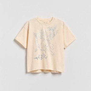 Reserved - T-shirt fémes mintával - testszínű - 406HU-02X