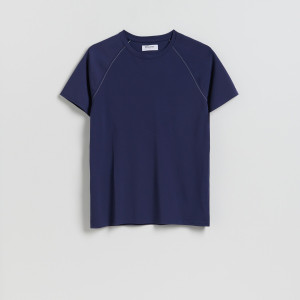 Reserved - Slim fit felső viszkózkeverékkel - tengerészkék - 485IW-59X