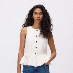 Reserved - Peplum mellény - krémszínű - 538AO-01X