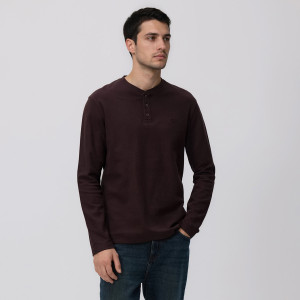 Reserved - Slim fit hosszú ujjú blúz - sötétbarna - 600IO-89X