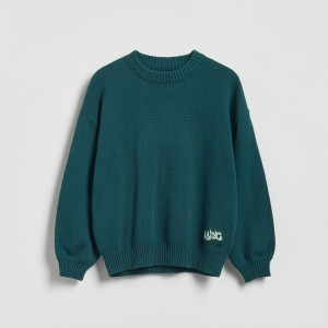 Reserved - Oversized pamutpulóver - zöldeskék - 665FH-67X