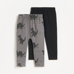 Reserved - 2 darab pamutban gazdag leggings - sötétszürke - 744JU-90X