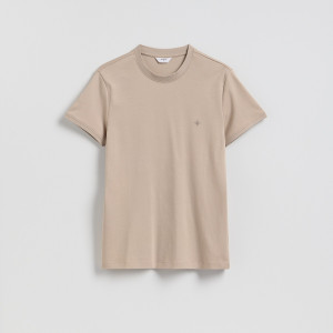 Reserved - Slim fit pamut póló - bézs - WC996-08X