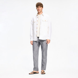 Reserved - Chino slim nadrág lenkeverékkel - tengerészkék - YV371-59M
