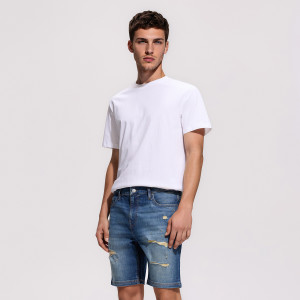 Reserved - Koptatott farmer sort nadrág - indigo jeans - YW551-57J