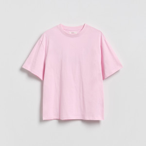 Reserved - Oversized, pamutban gazdag póló - pasztellpink - ZR418-03X