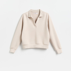 Bluza z dodatkiem modalu - L - beżowy - damska - Reserved - 003KF-08X