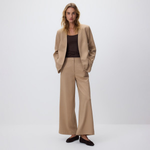 Spodnie z szerokimi nogawkami - S - beżowy - damska - Reserved - 004HG-80X