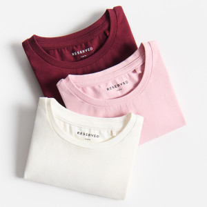 Gładki t-shirt 3 pack - 104 (3-4 lata) - wielobarwny - dziewczynki - Reserved - 005KE-MLC