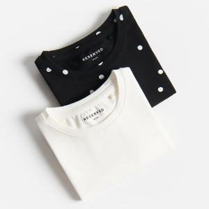 T-shirt z kokardkami 2 pac - 104 (3-4 lata) - wielobarwny - dziewczynki - Reserved - 006KE-MLC