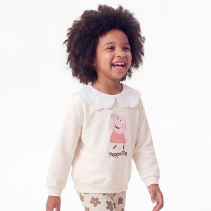 Bluza z kołnierzykiem Świnka Peppa - 86 (12-18 m.) - złamana biel - dziewczynki - Reserved - 007KC-01X