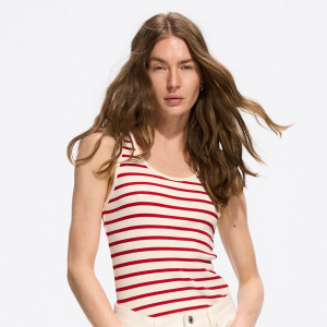 Top z bawełną merceryzowaną - L - czerwony - damska - Reserved - 007KH-33X