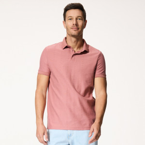 Koszulka polo slim - XXL - brudny róż - męska - Reserved - 008HM-39X