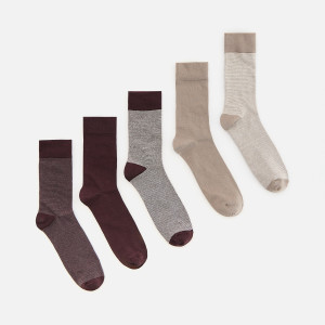 5 pack długich skarpet - 39-42 - beżowy - męska - Reserved - 008JE-80X