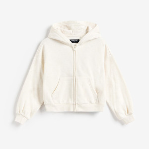 Bluza dresowa z kapturem - 134 (8 lat) - złamana biel - dziewczynki - Reserved - 012JF-01M