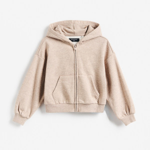 Bluza dresowa z kapturem - 116 (5-6 lat) - beżowy - dziewczynki - Reserved - 012JF-08M