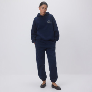 Spodnie dresowe z bawełną - S - granatowy - damska - Reserved - 014HT-59X