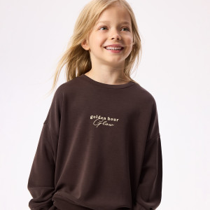 Bluza z modalem - 158/164 (12-13 lat) - ciemnobrązowy - dziewczynki - Reserved - 014JF-89X
