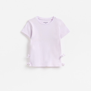 T-shirt z kokardkami - 104 (3-4 lata) - lawendowy - dziewczynki - Reserved - 014KE-04X