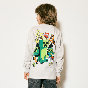 Longsleeve Minecraft - 158 (12 lat) - jasnoszary - chłopcy - Reserved - 015HS-09X