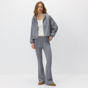 Spodnie flare z wiskozą - L - ciemnoszary - damska - Reserved - 017HT-90X