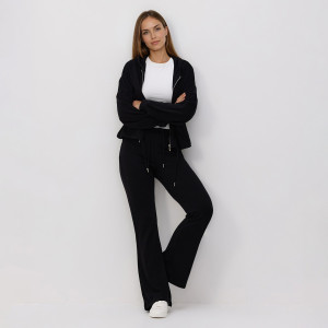 Spodnie flare z wiskozą - S - czarny - damska - Reserved - 017HT-99X