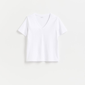 Bawełniany t-shirt - M - biały - damska - Reserved - 017KF-00X