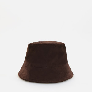 Kapelusz bucket z imitacji zamszu - M - ciemnobrązowy - damska - Reserved - 018KS-89X