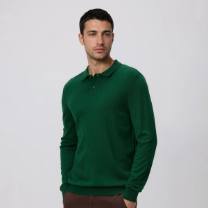 Wiskozowy sweter polo - S - zielony - męska - Reserved - 019FR-77X
