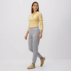 Spodnie dresowe ze ściągaczem - XL - jasnoszary - damska - Reserved - 019HT-09M