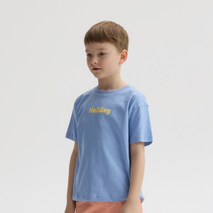 Bawełniany t-shirt z nadrukiem - 116 (5-6 lat) - jasnoniebieski - chłopcy - Reserved - 019IT-05X