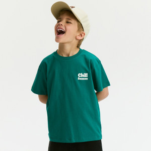 Bawełniany t-shirt z nadrukiem - 116 (5-6 lat) - zielony - chłopcy - Reserved - 019IT-76X