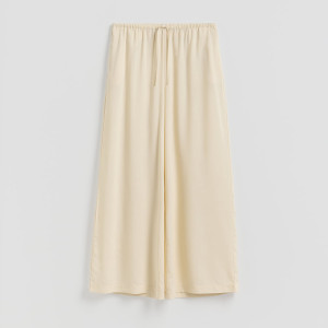 Spodnie z lyocellu - L - beżowy - damska - Reserved - 019KK-08X