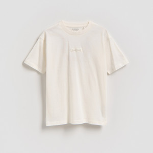 Bawełniany t-shirt - 158/164 (12-13 lat) - złamana biel - chłopcy - Reserved - 020IT-01X