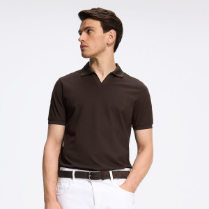 Polo regular z bawełny merceryzowanej - XL - ciemnobrązowy - męska - Reserved - 020JT-89X