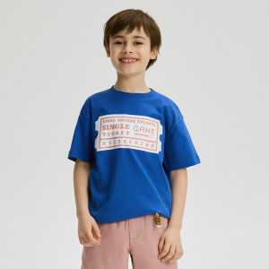 T-shirt z nadrukiem - 146/152 (10-11 lat) - niebieski - chłopcy - Reserved - 021IT-55X