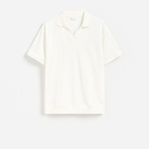 Bawełniane polo comfort fit - L - złamana biel - męska - Reserved - 021JT-01X