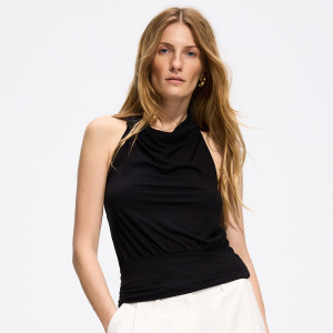 Top z dekoltem halter - L - czarny - damska - Reserved - 022KW-99X