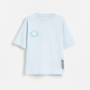 Bawełniany t-shirt - 116 (5-6 lat) - jasnoniebieski - chłopcy - Reserved - 024IT-05X