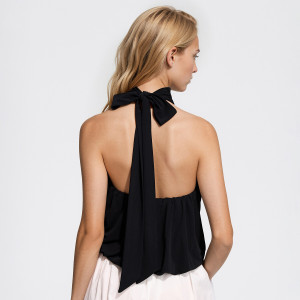 Bluzka z dekoltem halter - L - czarny - damska - Reserved - 024KW-99X