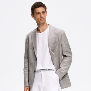Marynarka slim fit z lnem - XL - ciemnoszary - męska - Reserved - 026IZ-90M