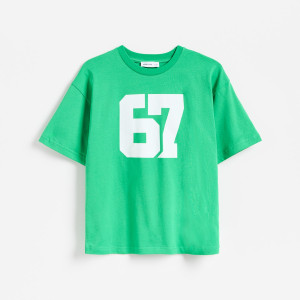 T-shirt z nadrukiem 67 - 134 (8 lat) - zielony - chłopcy - Reserved - 027IT-77X